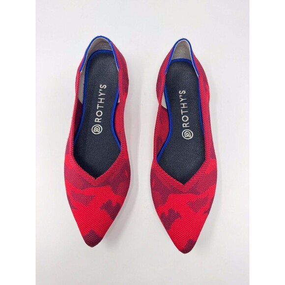 Rothys The Point Womens Ballet Flats Red Camouflage Slip On Loafer Comfort US 10 - Picture 1 of 9